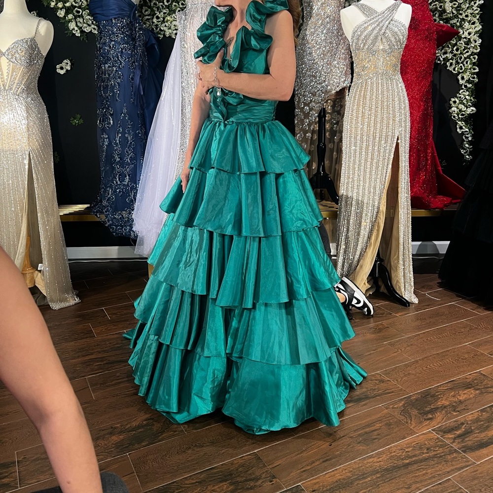 Green rare beautiful wedding guest gown